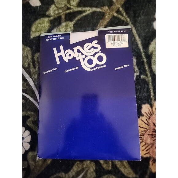 NOS Hanes Pantyhose Sheer Sandalfoot White Size CD NIP Style 117 Sheer Vintage - Picture 4 of 5